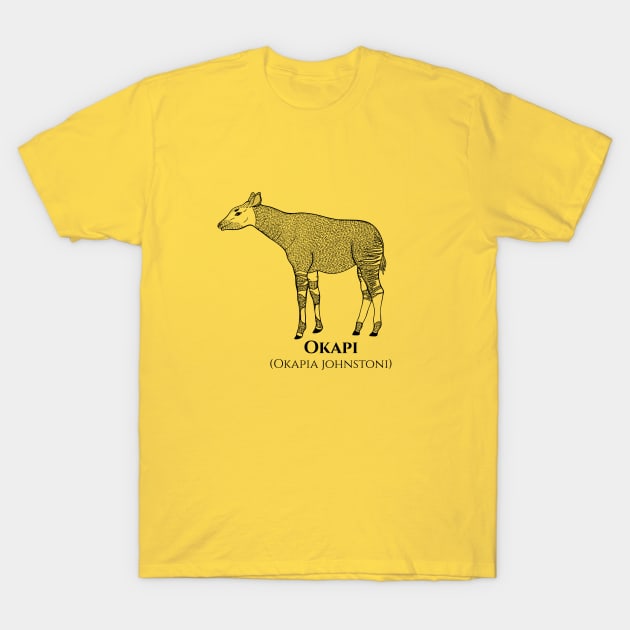 Okapi or Forest Giraffe - African animal drawing T-Shirt by Green Paladin